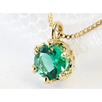 ネックレス レディース 18金 18k K18 エメラルド 4.0mm クラウンデザインの画像