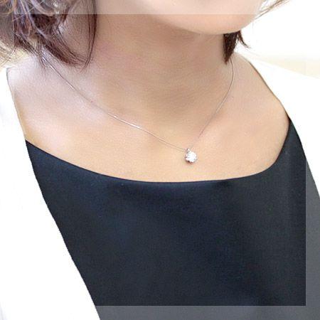 ダイヤモンド ネックレス 一粒 レディース ダイヤネックレス プラチナ