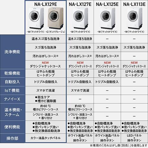 【長期5年保証付】[配送/設置エリア 東京23区 限定]パナソニック NA-LX129EL-W マットホワイト ななめドラム洗濯乾燥機 左開き 洗濯[標準設置料込][代引不可] |  | 03