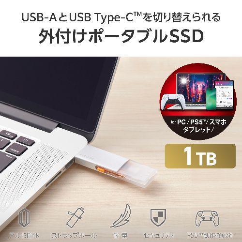 エレコム(ELECOM) ESD-EWC1000GSV シルバー SSD 外付け 1TB USB3.2Gen2 読込最大1000MB/秒 USBメモリ型 スライド式 高速 耐衝撃 Type-C/USB-A 両対応_1