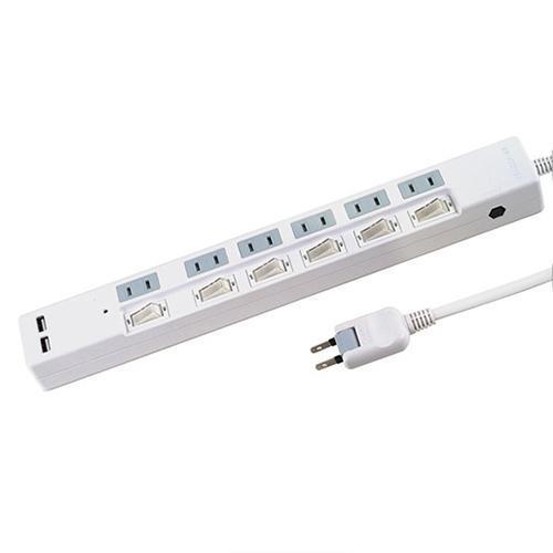 STYLED(スタイルド) STP6UA2W-1 ホワイト USB付ACタップ 6個口 上挿し 1m | 