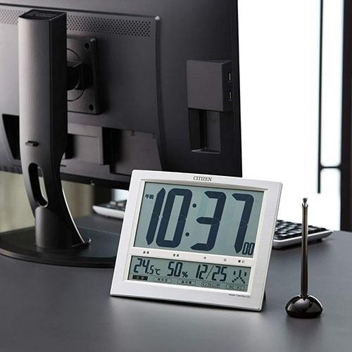 新品／シチズンCITIZEN電波時計8RZ199-019デジタル置掛兼用 温湿度 シチズン(CITIZEN) 8RZ140-019(シルバー) 掛置兼用 電波デジタル