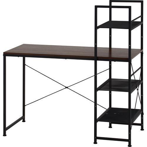 不二貿易 【組立品】左右組み換えラック付きデスク ルカ BR ブラウン