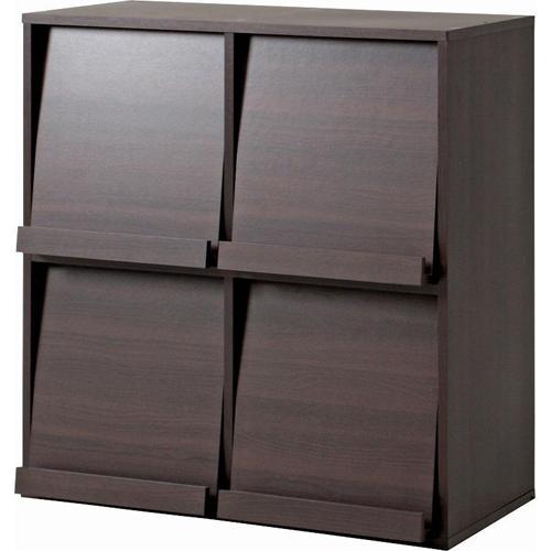 不二貿易 【組立品】 ディスプレイラック 4マス ブラウン