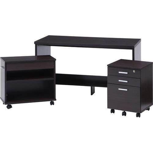 不二貿易 【組立品】デスク3点セット BR ブラウン 99257【代引