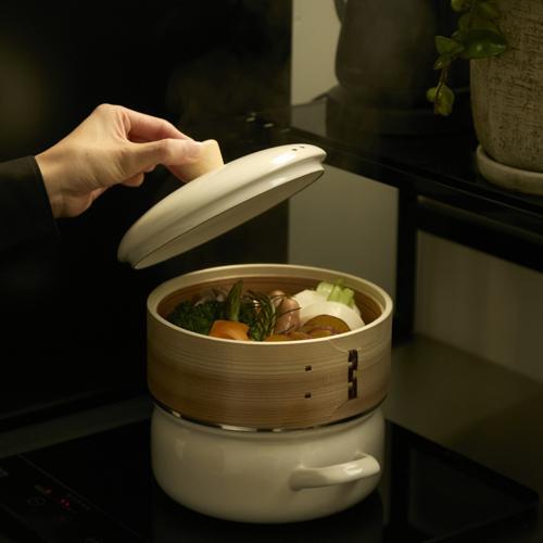 富士ホーロー せいろ付きホーロー鍋 ホワイト : ECカレント - 通販