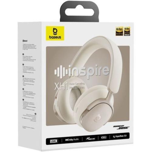 【長期保証付】Baseus(ベースアス) Inspire XH1W スターライト オフホワイト ノイズキャンセリング ワイヤレスヘッドフォン Bluetooth6.1 Dolby Audio対応の画像