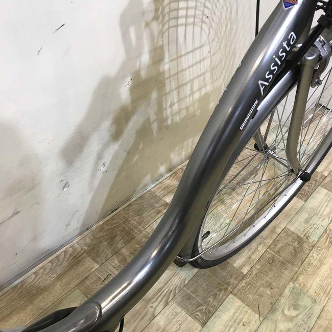 C361★整備済み　中古電動自転車★【ブリヂストン　アシスタ　26インチ　4Ah　シルバー】 中古電動自転車 ブリヂストン アシスタ DX シルバー 26インチ YB022
