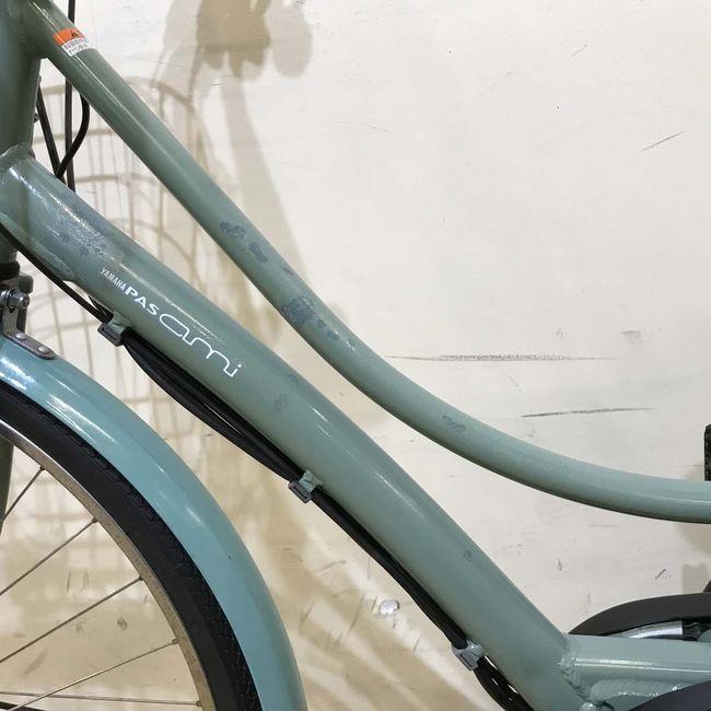 電動自転車 中古 ママチャリ ヤマハ PAS アミ グリーン 26インチ KG057 電動アシスト自転車 神戸の画像