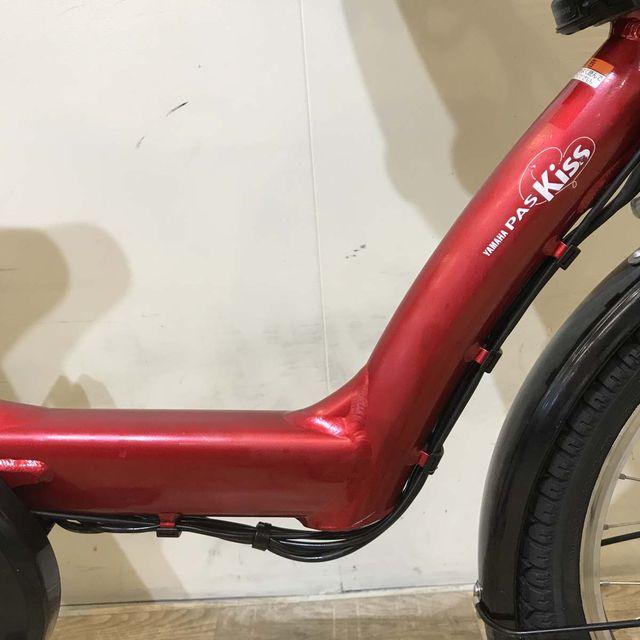 地域限定送料無料　キッスミニ　子供乗せ　15,4AH　赤　神戸市　電動自転車 SOLD OUT】電動自転車 ヤマハ PAS KISS mini キスミニ 赤 子供乗せ