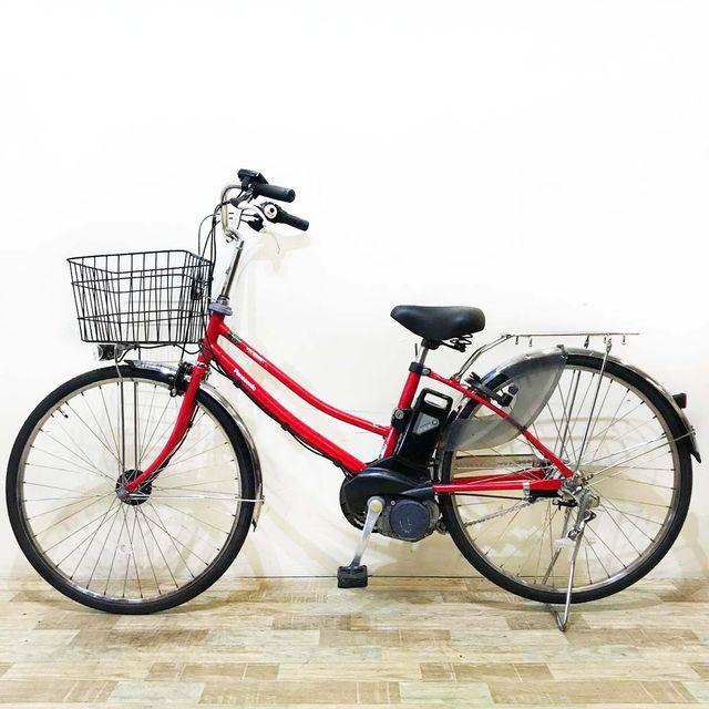 Panasonic 電動アシスト自転車 赤 自転車 ママチャリ カゴ付き