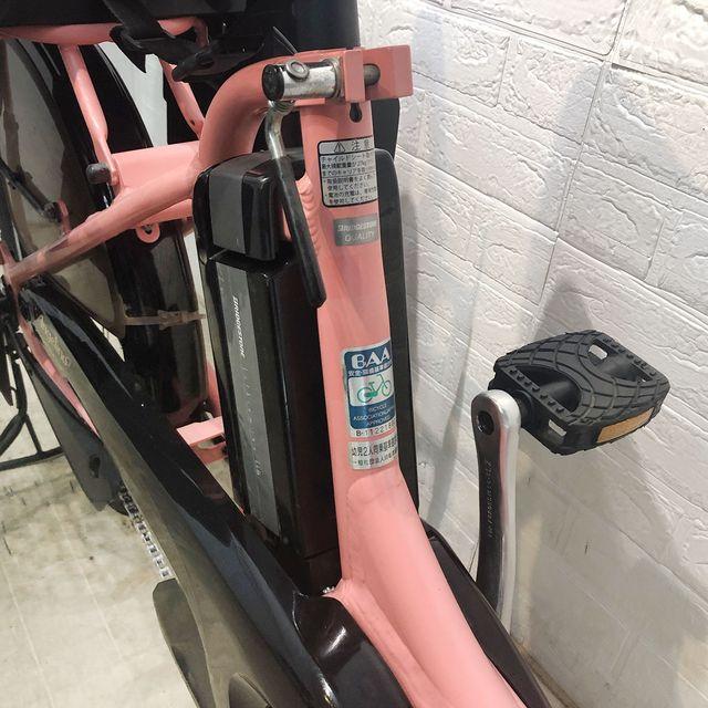 電動自転車 中古 子供乗せ 新品バッテリー ブリヂストン アンジェリーノ プティット e ピンク 20インチ YF068 電動アシスト自転車 横浜の画像