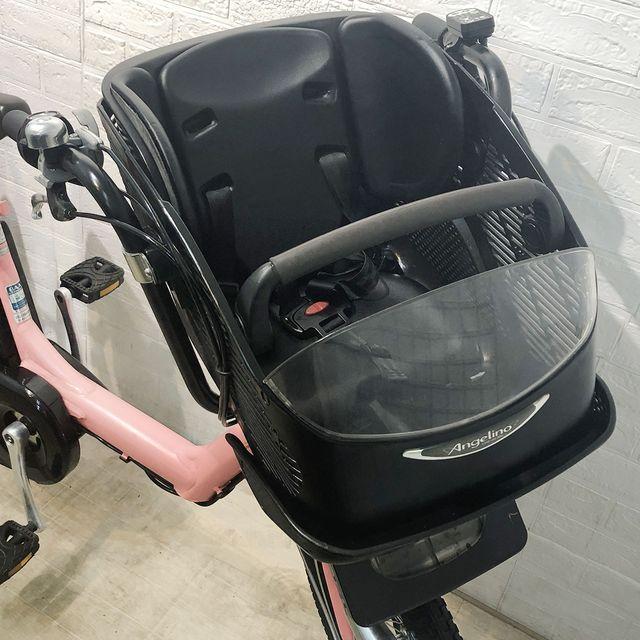電動自転車 中古 子供乗せ 新品バッテリー ブリヂストン アンジェリーノ プティット e ピンク 20インチ YF068 電動アシスト自転車 横浜の画像