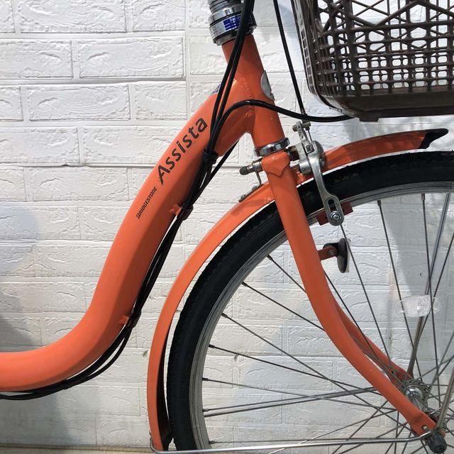 電動自転車 中古 ママチャリ ブリヂストン アシスタベーシック オレンジ 26インチ YG033 電動アシスト自転車 横浜の画像