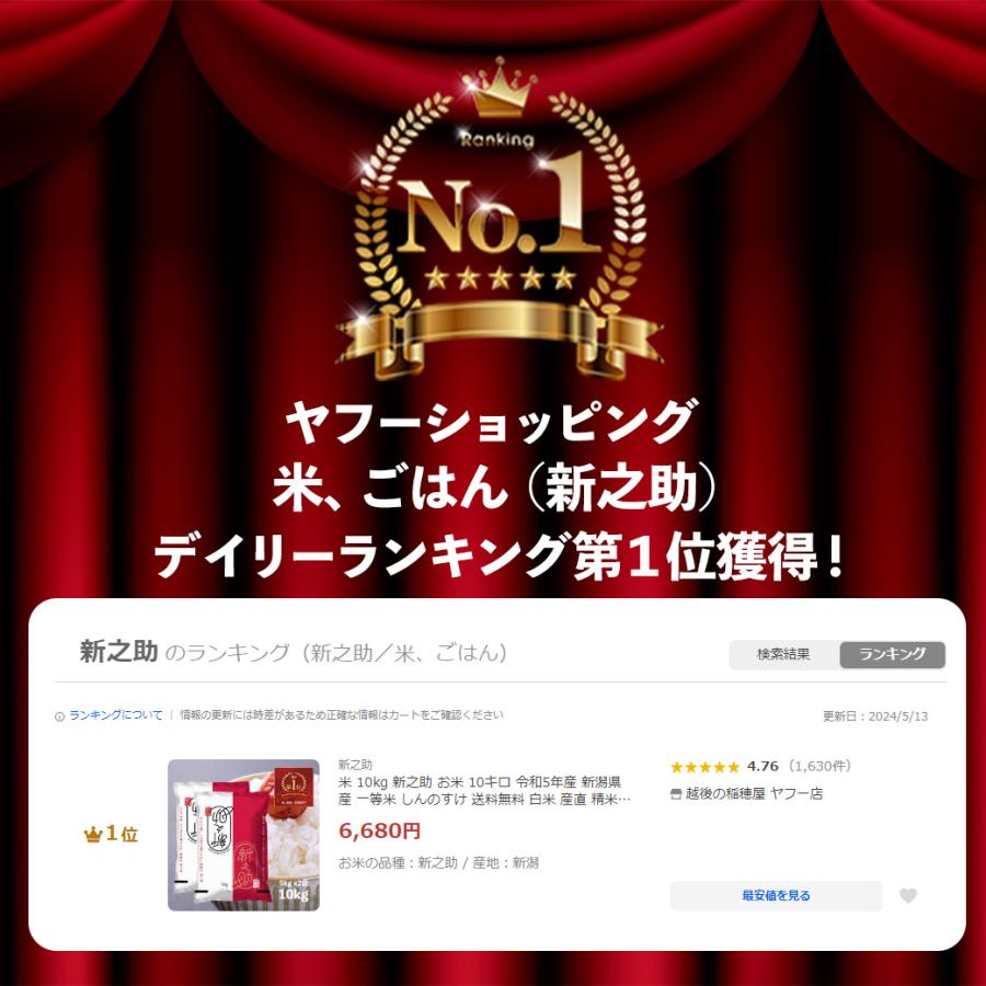 米 10kg 新之助 お米 10キロ 令和5年産 新潟県産 一等米 しんのすけ 送料無料 白米 産直 精米 5kgx2袋｜echigo-inahoya｜03