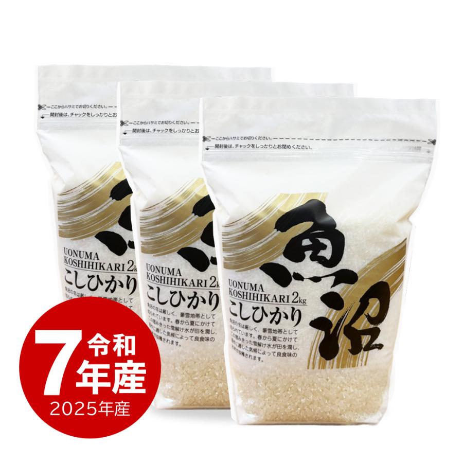 魚沼 米 魚沼産コシヒカリ ZIPパック 2kg x3袋 お米 6キロ 令和7年産