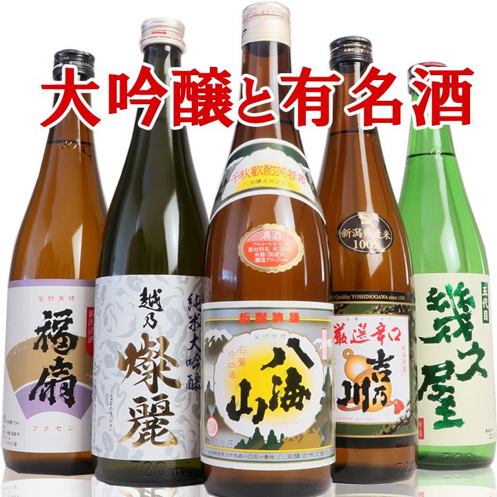 日本酒 飲み比べセット 福扇秀撰、八海山、幾久屋、加賀の井純米大吟醸、吉乃川厳選辛口 720ml 5本セット(A737)｜echigo