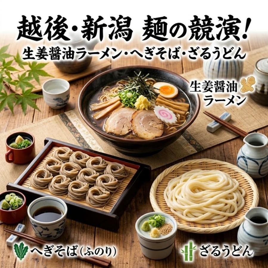 (メール便)長岡 三大麺 乾麺セット 生姜醤油ラーメン 十日町小嶋屋へぎそば 手まりうどん  各1袋 3種類(計6食) | ブランド登録なし | 01