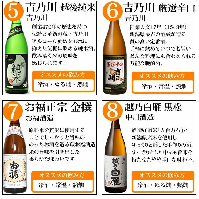 日本酒 新潟地酒15本の中から5本選べる 日本酒 福袋1.8Ｌ×5本 送料無料｜echigo｜06