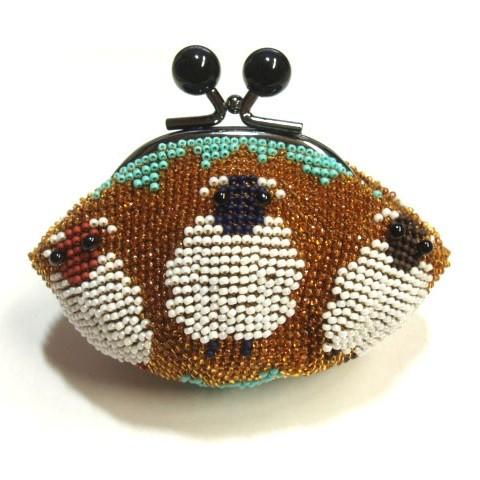 [TA001]ビーズ編みキット がま口丸サイフ 三匹の羊[RPT] | 