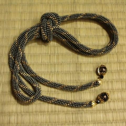 [TA001]ビーズ編みの帯締め らせん柄(黒檀)[RPT] |  | 02