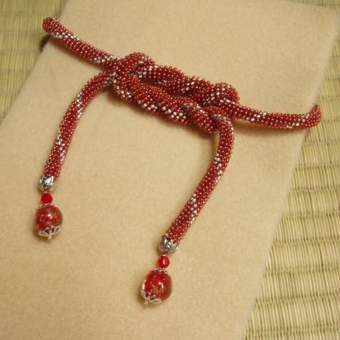 [TA001]ビーズ編みの帯締め らせん柄(もみじ)[RPT] | 