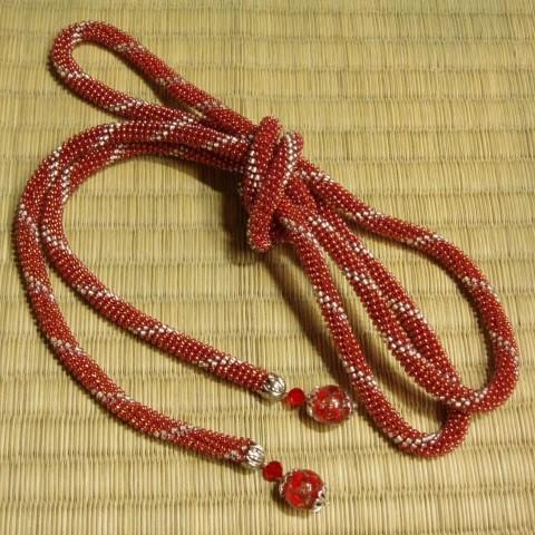 [TA001]ビーズ編みの帯締め らせん柄(もみじ)[RPT] |  | 02