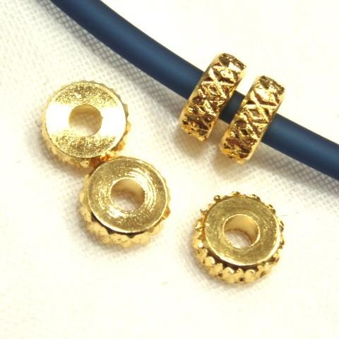 [CH016]メタルビーズ　No.176 ゴールド　約8×3mm　3mm穴 6ケ[RPT] | 