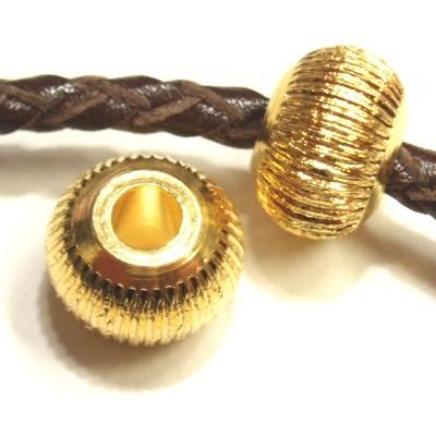 [CH015]メタルビーズ　No.232 ゴールド　約10×7mm　3mm穴 2ケ[RPT] | 