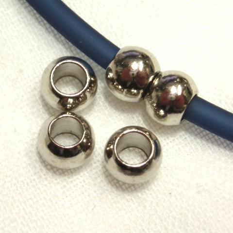 [CH015]メタルビーズ　丸ボール(大)　シルバー　約7×5.5mm　4mm穴 6ケ[RPT] | 