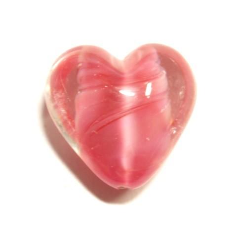 [CA002]チェコビーズ ハート（BL108） ピンクピーチ 約18×17mm 1ケ[RPT] | 