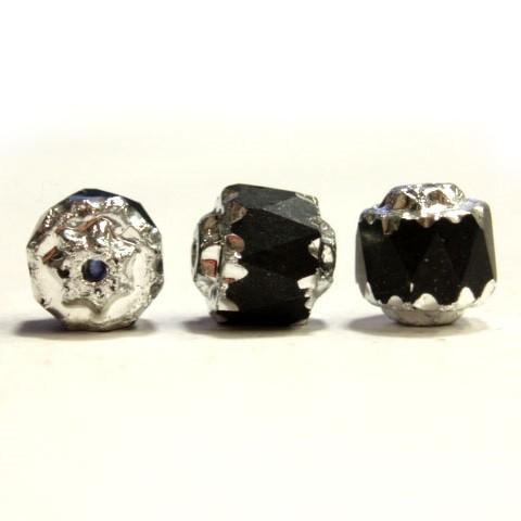 [XA001]チェコビーズ カセドラル（ダブルフェイス） 6mm ジェット×シルバー 6ケ[RPT] |  | 01