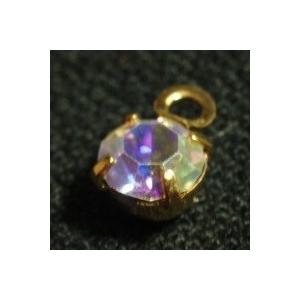 [CC007]スワロフスキー ラインストーンチャーム（カン付きパーツ） 丸 クリスタルAB[RPT] | 