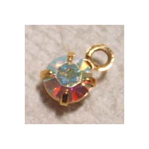 [CC007]スワロフスキー ラインストーンチャーム（カン付きパーツ） 丸 クリスタルAB[RPT] |  | 01