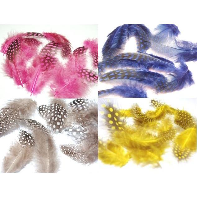 [BE008]MIYUKI ホロホロ鳥の羽根パーツ（フェザー）（10枚入り） 全4色[RPT] | 