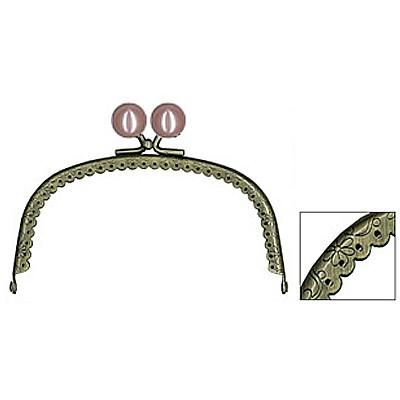 [VA004]INAZUMA 穴あきがま口・口金 くし型 国産パール玉付き ビスケットカット 花柄 12.0cm BK-191（縫付タイプ）[RPT] | 