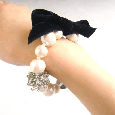 [BF001]MIYUKI ビーズキット コットンパールアクセサリーキット コットンパールのリュバン・ブレスレット[RPT] |  | 01