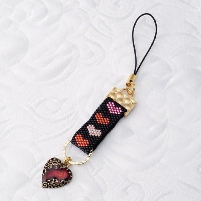 [BF003]MIYUKI ビーズキット ペヨーテステッチのハート・ストラップ ビーズキット[RPT] | 