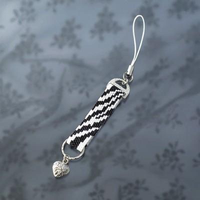 [BF003]MIYUKI ビーズキット ペヨーテステッチのストラップ ゼブラ柄 ビーズキット[RPT] | 