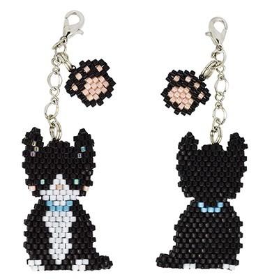 [BF003]MIYUKI ビーズキット リバーシブルシェイプドステッチキット（ねこ）[RPT] | 