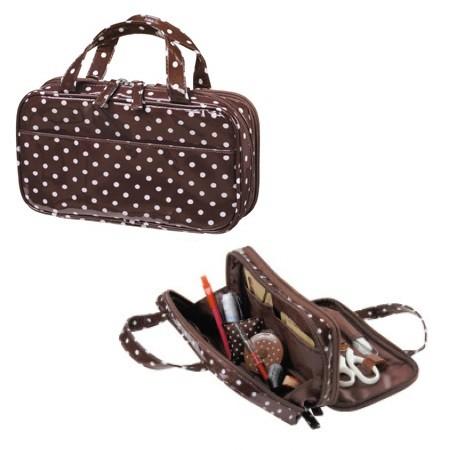 [VE001]【送料無料】ミササ ソーイングセット（ダブルファスナー） ブラウンドット柄【小学生家庭科向け／裁縫セット／くまの学校】[RPT] | 