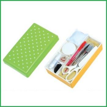 [VE001]【送料無料】ミササ トレミー裁縫セット（ケース型） かわいい水玉 ライムオレンジ【小学生家庭科向け／ソーイングセット】[RPT] | 