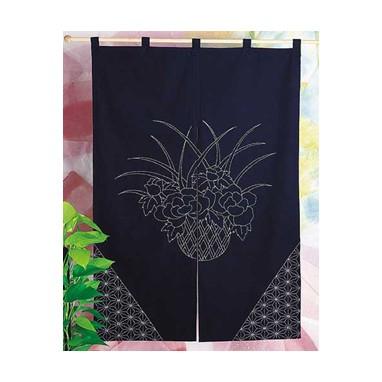 [VD001]オリムパス 刺し子キット 108（紺） のれん花かご[RPT] | 
