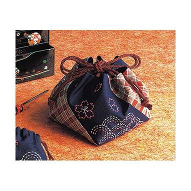 [VD001]オリムパス 刺し子キット126（紺） 手提げ巾着春の海[RPT] | 