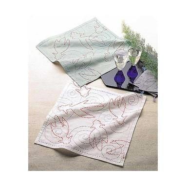 [VD001]オリムパス 刺し子キット 155（白・浅葱） 花ふきん納涼きんぎょ[RPT] | 