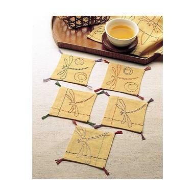 [VD001]オリムパス 刺し子キット 160（からし） コースター茜とんぼ[RPT] | 