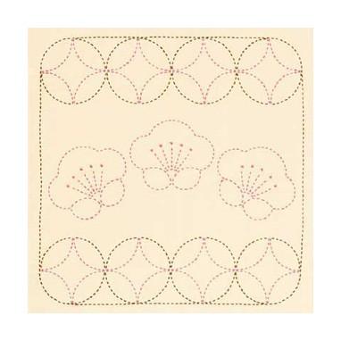 [VD001]オリムパス 刺し子キット 244（生成） 花ふきん梅と丸七宝[RPT] | 