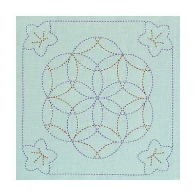 [VD001]オリムパス 刺し子キット 245（浅葱） 花ふきん桔梗と花刺し[RPT] | 