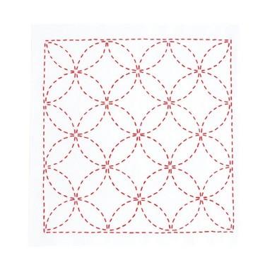 [VD001]オリムパス 刺し子キット 266（白）花ふきん 七宝つなぎ[RPT] | 