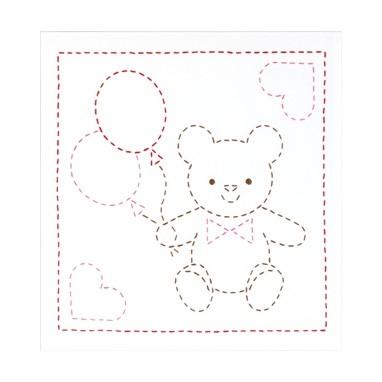 [VD001]オリムパス 刺し子キット SK-281（白）花ふきん くま[RPT] | 